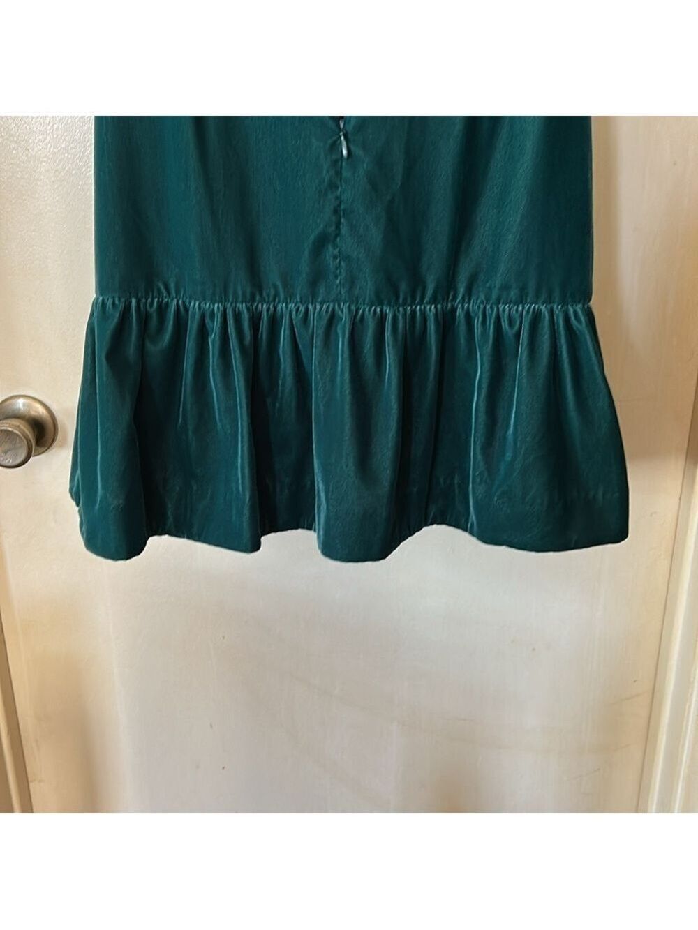 J Crew emerald green velvet shift dress with ruffle size 6 - Picture 10 of 12